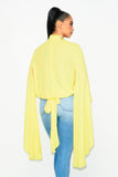 Plus Yellow Chiffon Cape Sleeve Blouse