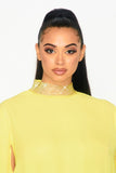 Plus Yellow Chiffon Cape Sleeve Blouse