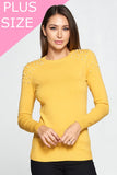 Mustard Pearl Sweater Plus -Shoulder Pearl