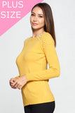 Mustard Pearl Sweater Plus -Shoulder Pearl