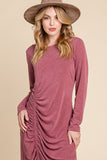 Rose Burgundy Ruched Plus Dress