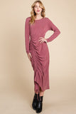 Rose Burgundy Ruched Plus Dress