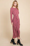 Rose Burgundy Ruched Plus Dress