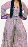 Indian Inspired Silk Crop and Gaucho Pants Sets