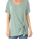 Light Green Tie Front Blouse - Regular & Plus