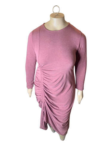 Rose Burgundy Ruched Plus Dress