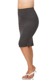 Grey Waffle Pattern Turtleneck & Pencil Skirt - Plus