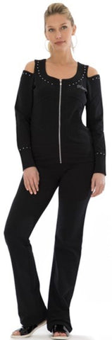 Black Studded Jogger Suit Plus & Regular