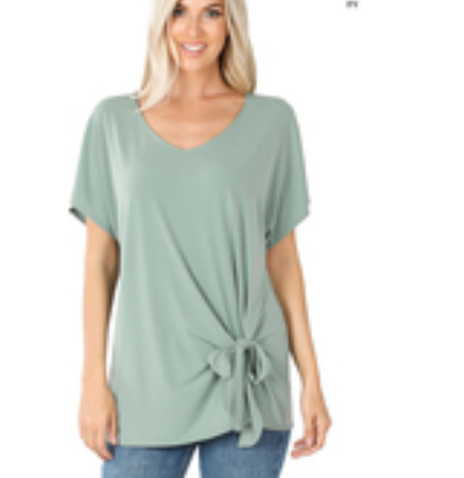 Light Green Tie Front Blouse - Regular & Plus